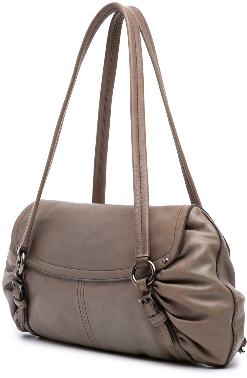 Prada Royal Calf Pushlock Shoulder Bag Bruin