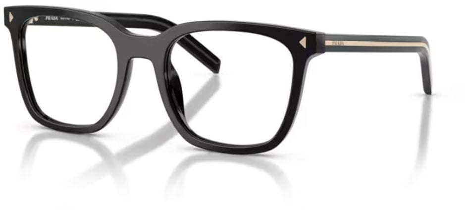 Prada Pr B11V Squared Black Acetate Optical Glasses Wit