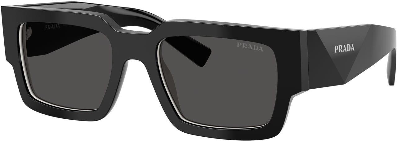 Prada 0pr B17s Rectangular Black Acetate Sunglasses Grijs