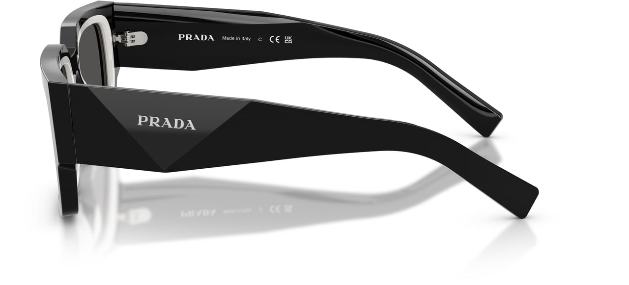 Prada 0pr B17s Rectangular Black Acetate Sunglasses Grijs