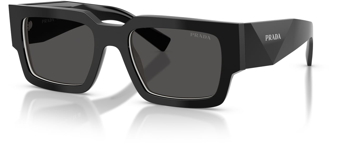 Prada 0pr B17s Rectangular Black Acetate Sunglasses Grijs