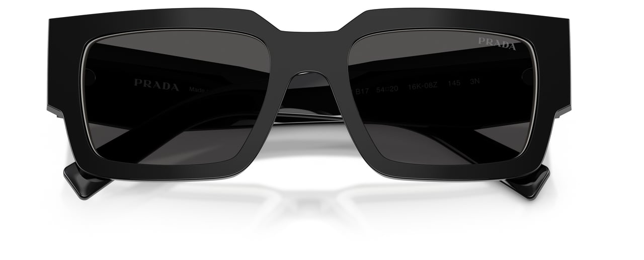 Prada 0pr B17s Rectangular Black Acetate Sunglasses Grijs