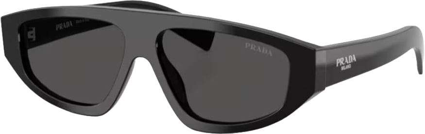 Prada Bold Sculpted Black Acetate Sunglasses With Dark Grey Lenses Grijs