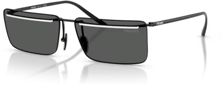 Prada Black PR C53S Rectangular Metal Sunglasses Grijs