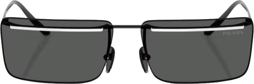 Prada Black PR C53S Rectangular Metal Sunglasses Grijs