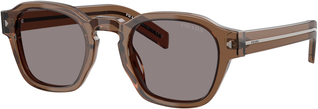 Prada 0pr A16s Translucent Brown Square Frame Sunglasses Neutraal