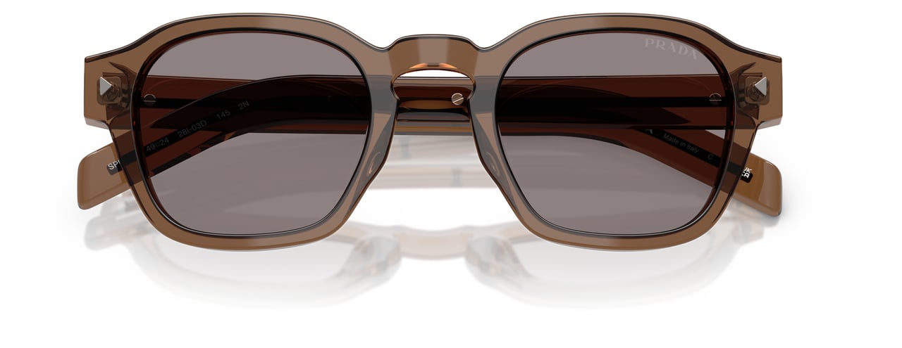 Prada 0pr A16s Translucent Brown Square Frame Sunglasses Neutraal