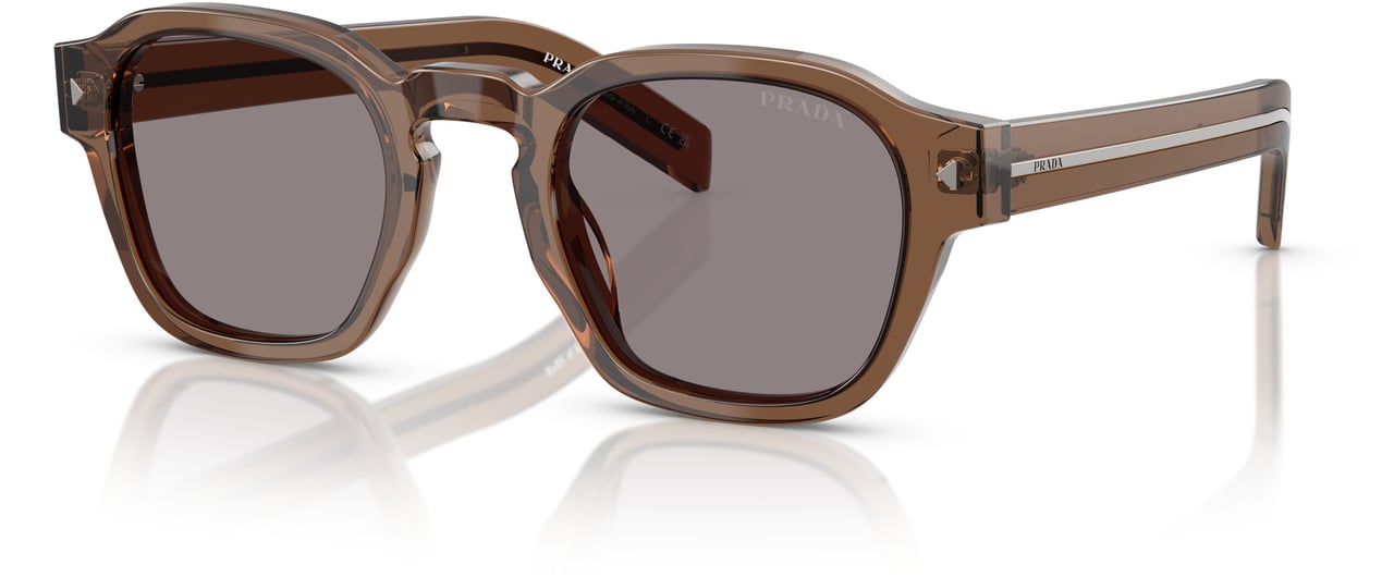 Prada 0pr A16s Translucent Brown Square Frame Sunglasses Neutraal