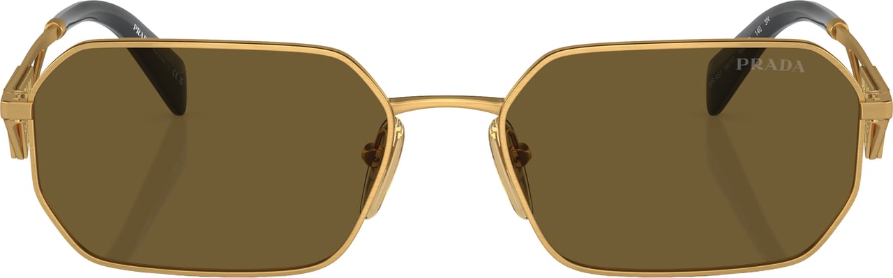 Prada 0pr A51s Geometric Gold Metal Frame Sunglasses Bruin