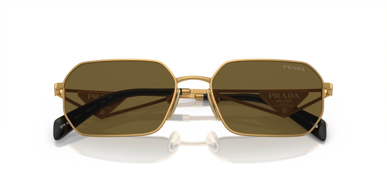 Prada 0pr A51s Geometric Gold Metal Frame Sunglasses Bruin