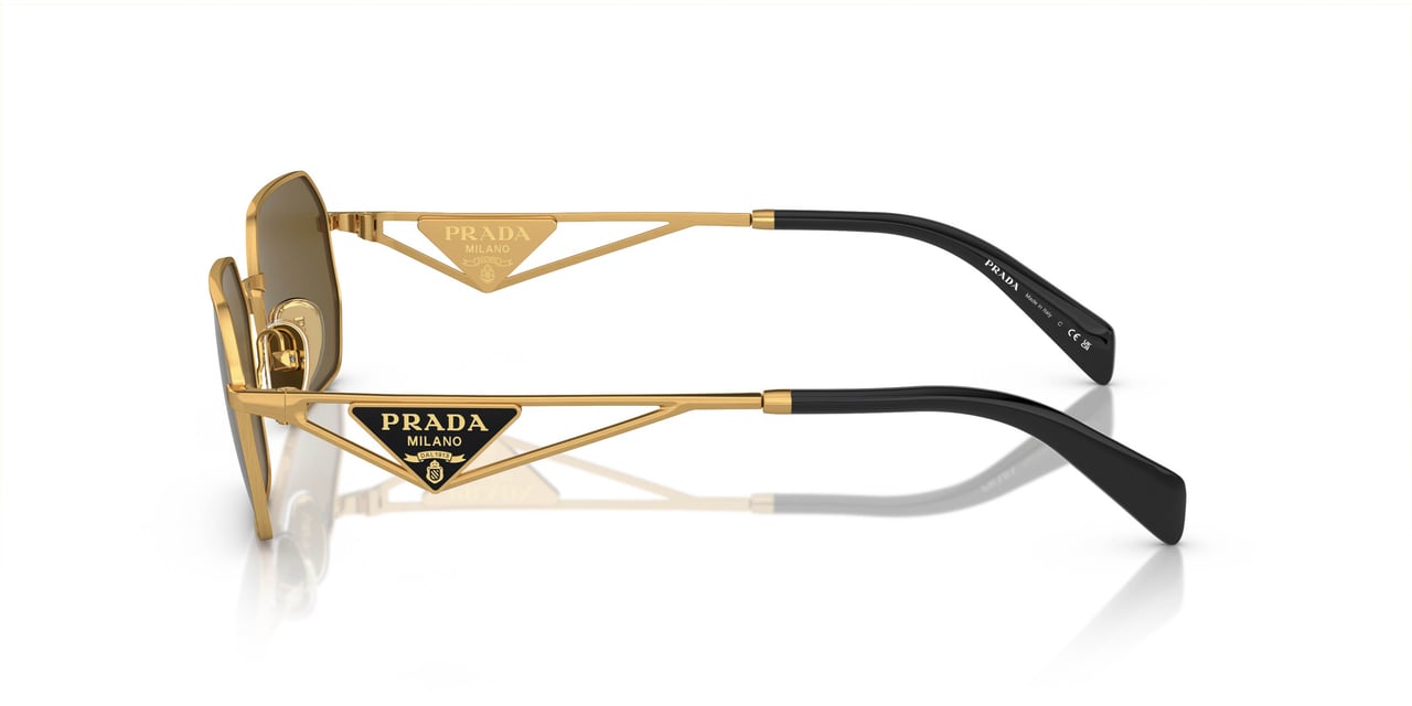Prada 0pr A51s Geometric Gold Metal Frame Sunglasses Bruin