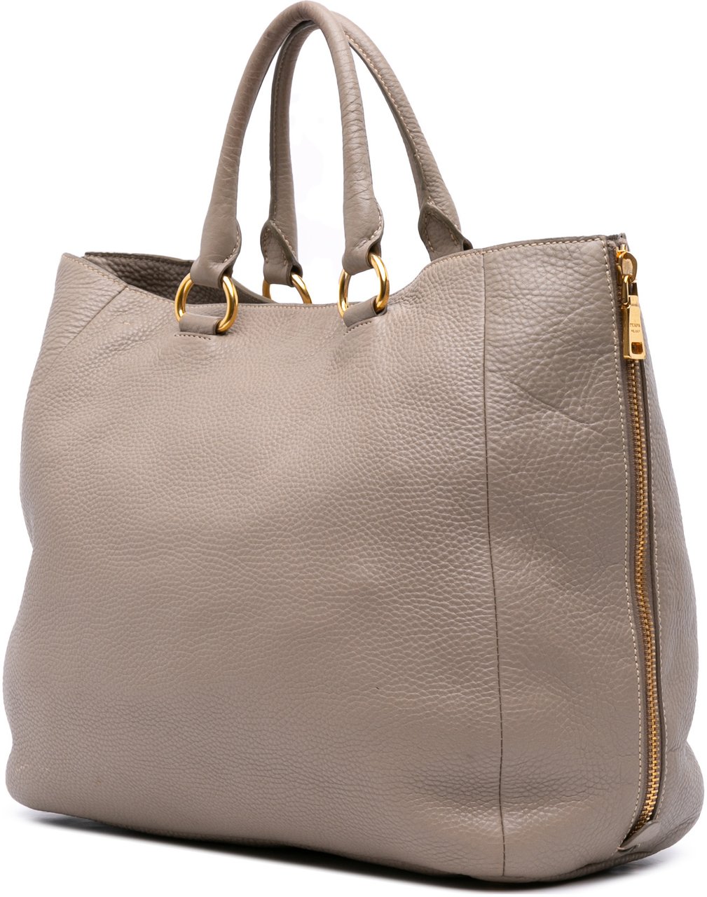 Prada Vitello Daino Open Convertible Tote Grijs