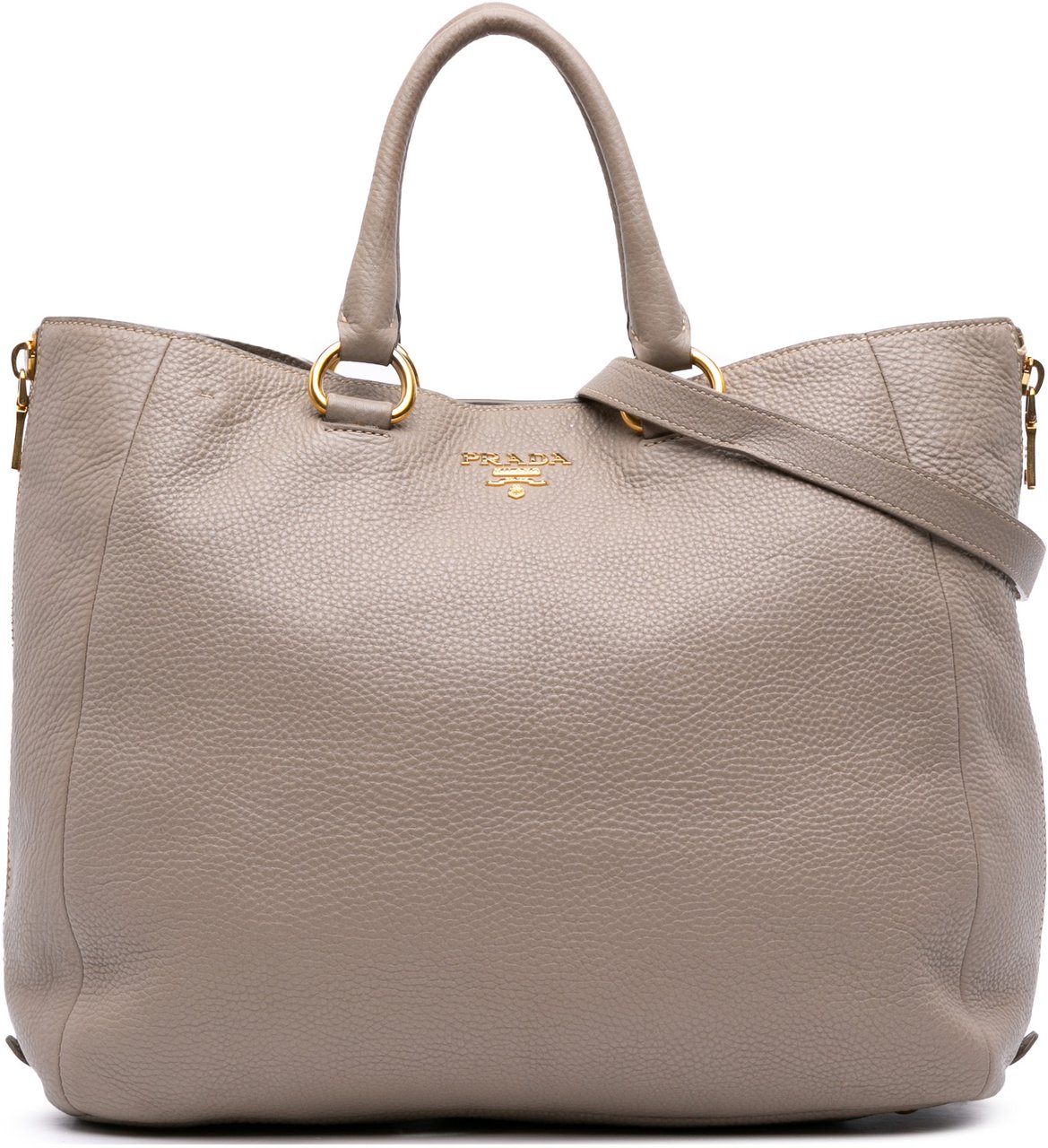 Prada Vitello Daino Open Convertible Tote Grijs