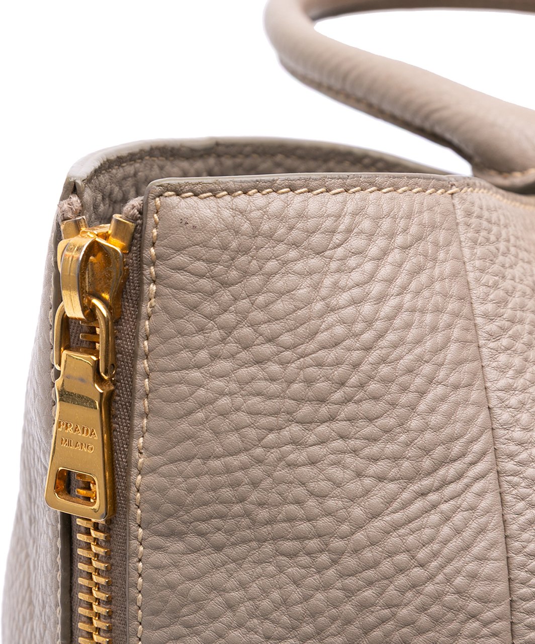 Prada Vitello Daino Open Convertible Tote Grijs