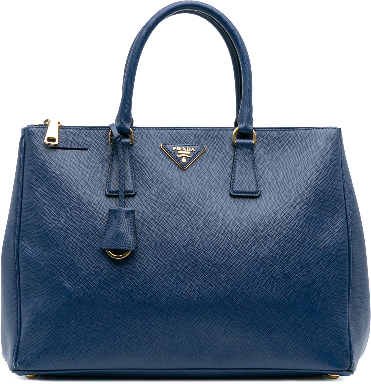 Prada Large Saffiano Lux Galleria Double Zip Tote Blauw