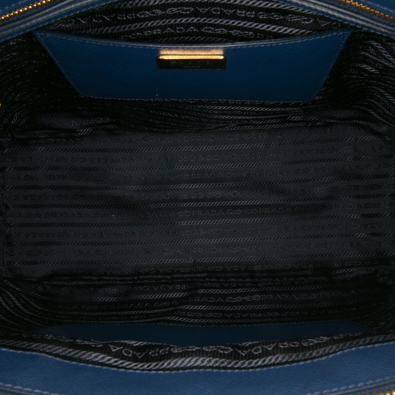 Prada Large Saffiano Lux Galleria Double Zip Tote Blauw
