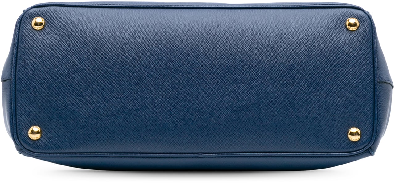 Prada Large Saffiano Lux Galleria Double Zip Tote Blauw