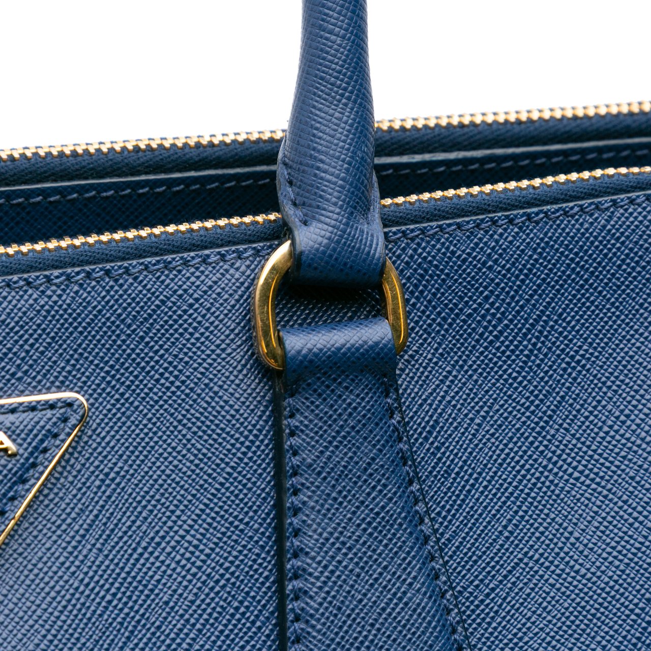 Prada Large Saffiano Lux Galleria Double Zip Tote Blauw
