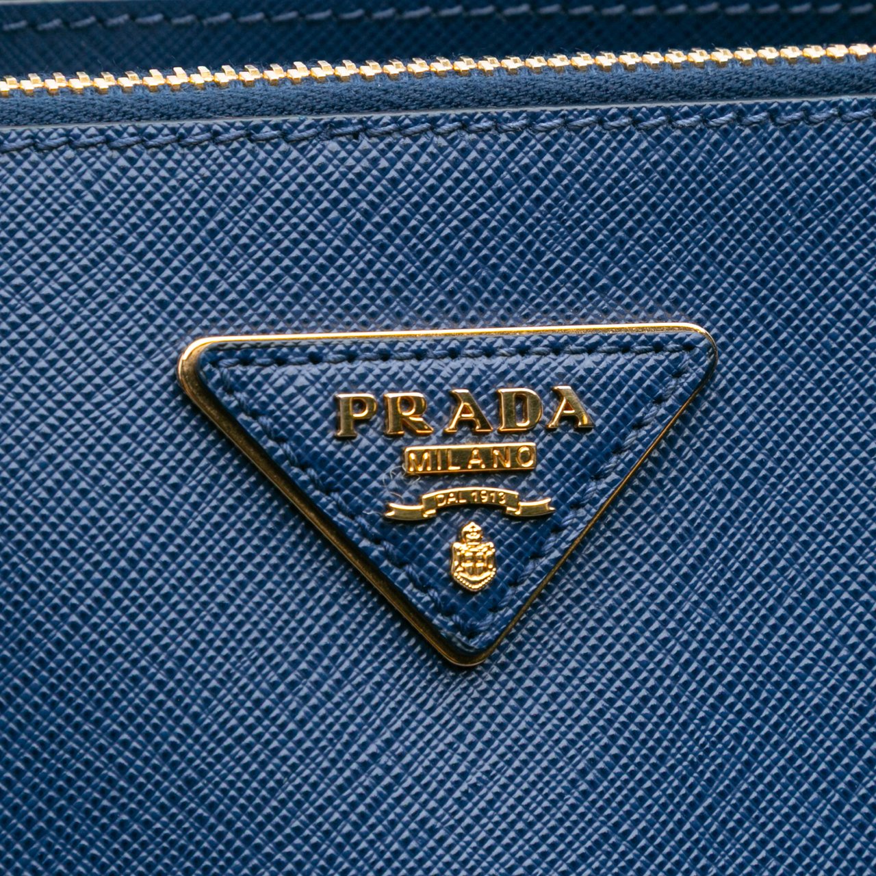 Prada Large Saffiano Lux Galleria Double Zip Tote Blauw
