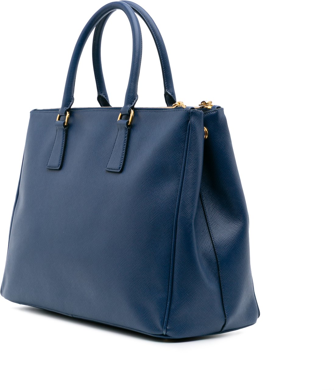 Prada Large Saffiano Lux Galleria Double Zip Tote Blauw