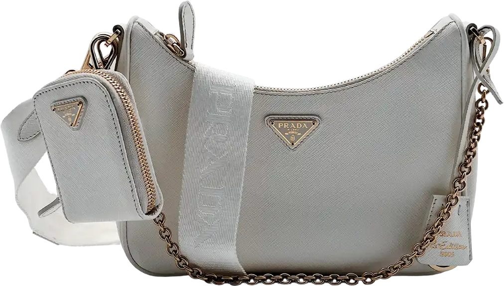 Prada Prada Re-Edition 2005 Handbag Saffiano Leather White Fullset / very good Wit