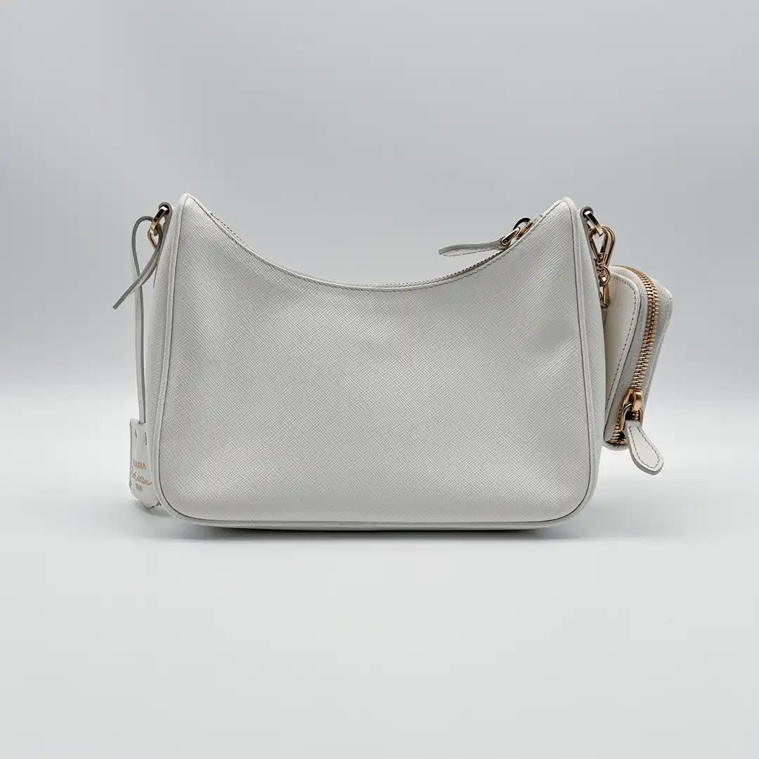 Prada Prada Re-Edition 2005 Handbag Saffiano Leather White Fullset / very good Wit