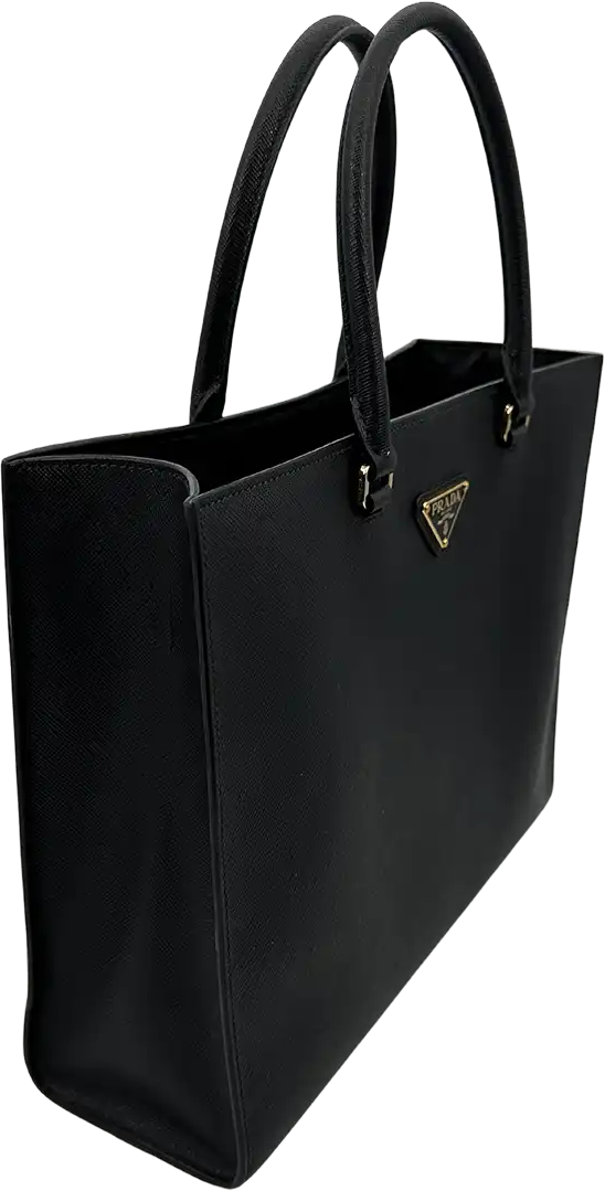 Prada Prada Large Tote Bag Saffiano Leather Black / Very Good Zwart