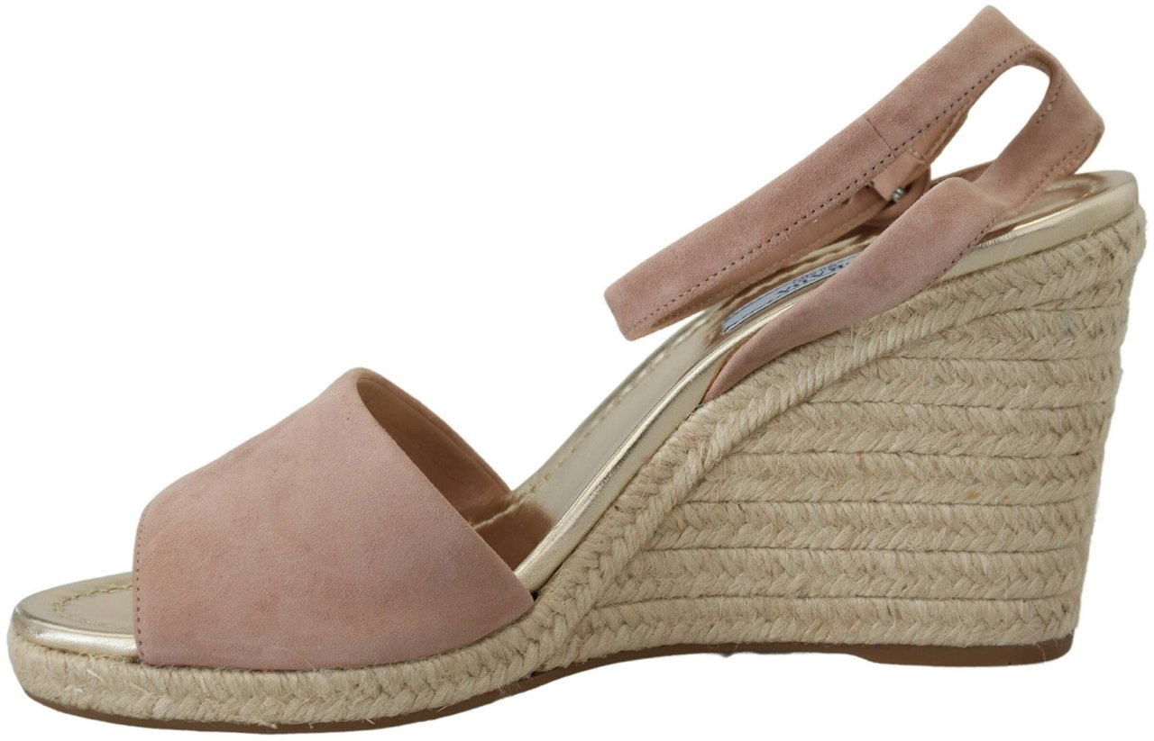 Prada Pink Suede Leather Ankle Strap Sandals Roze