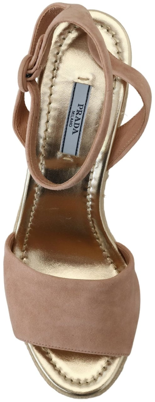 Prada Pink Suede Leather Ankle Strap Sandals Roze