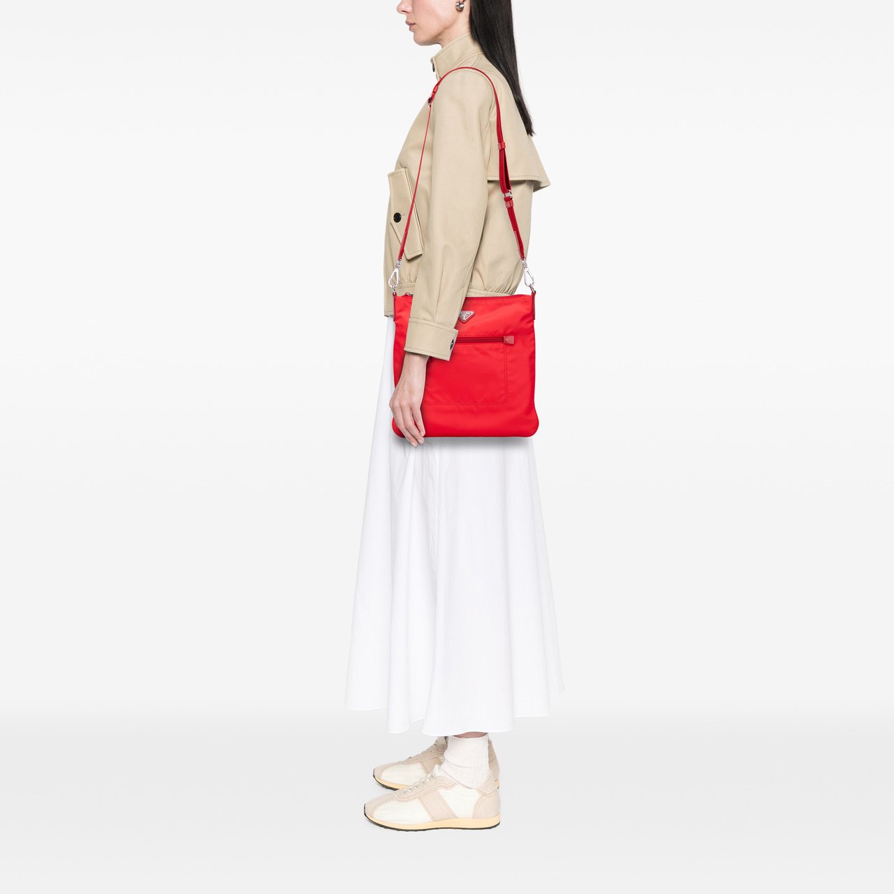 Prada Tessuto Zip Top Crossbody Rood