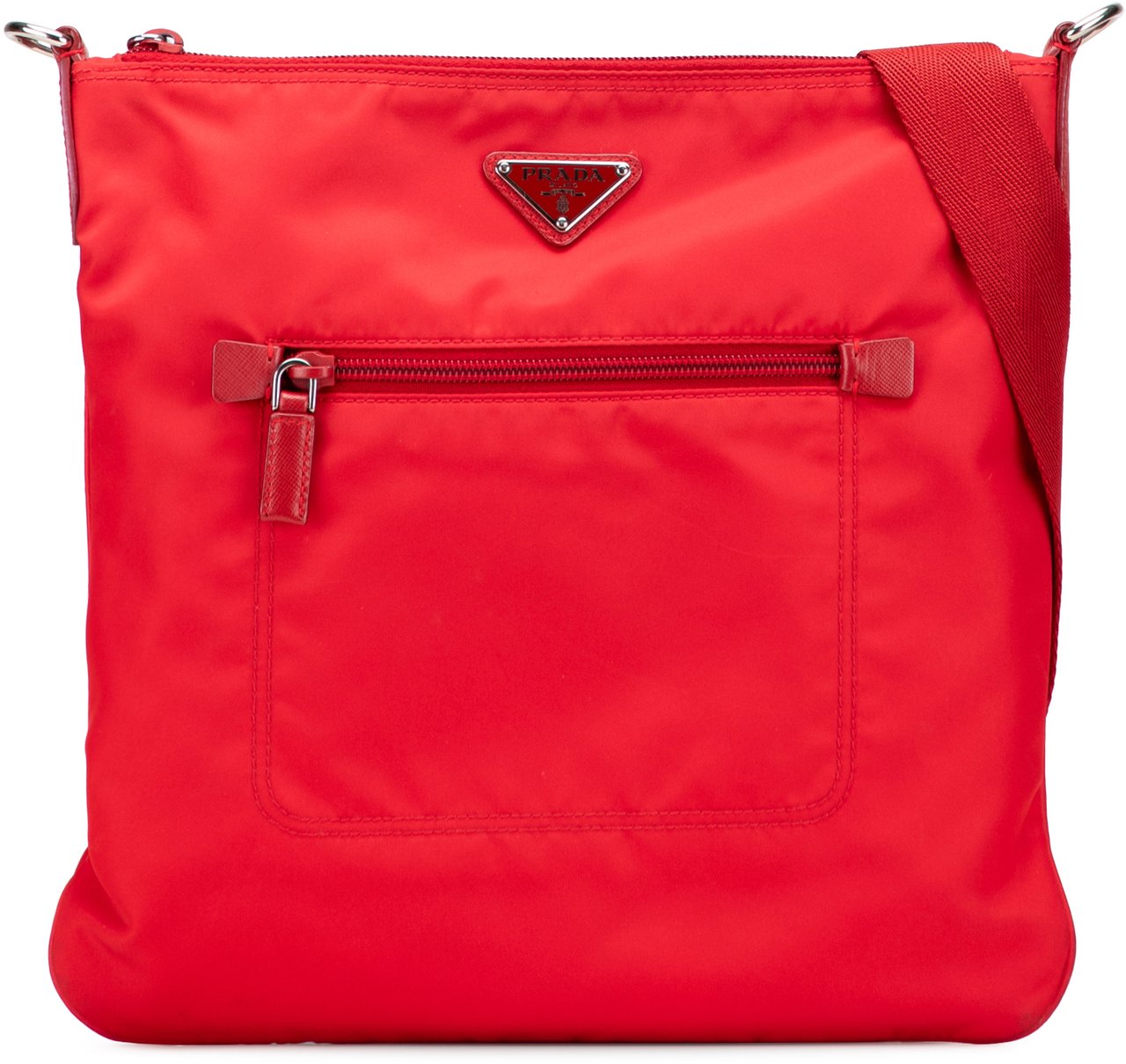 Prada Tessuto Zip Top Crossbody Rood