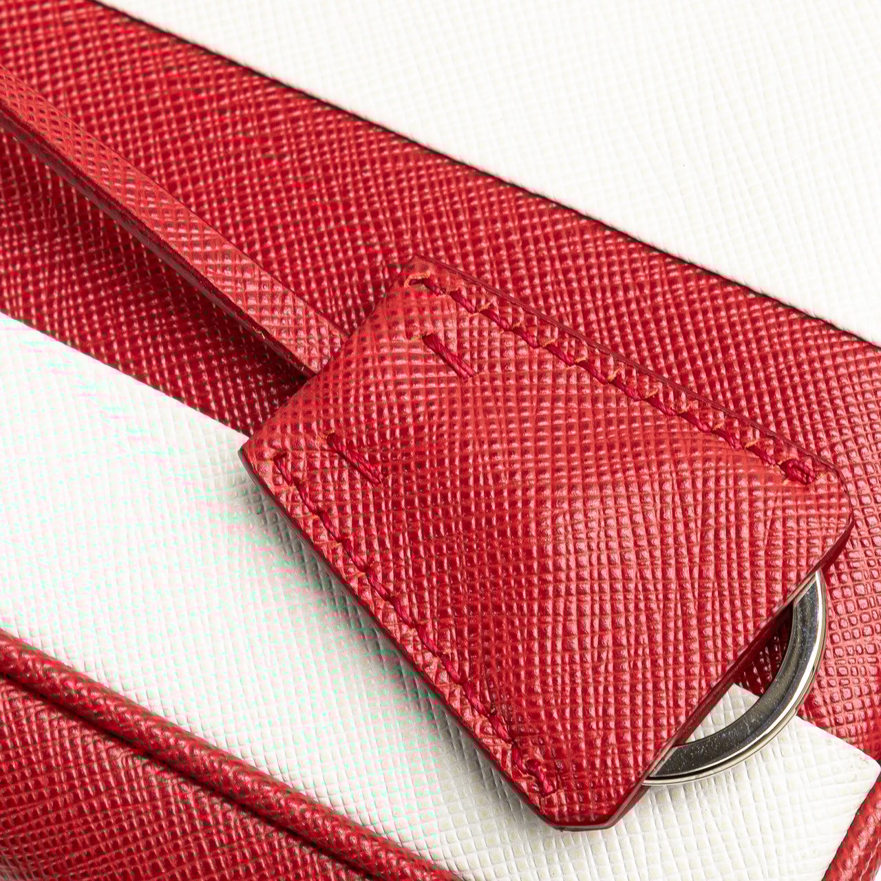 Prada Small Bicolor Saffiano Galleria Double Zip Satchel Rood