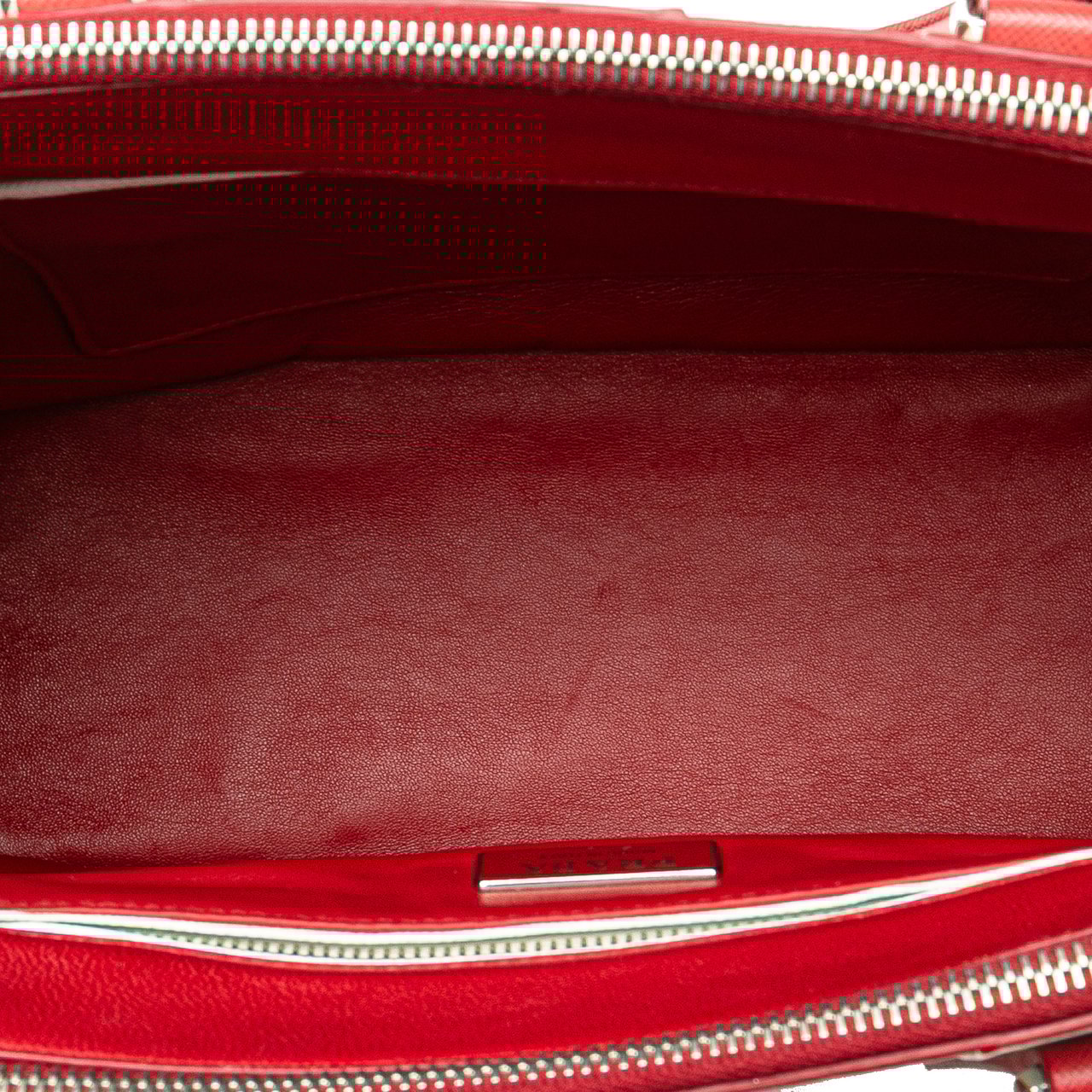 Prada Small Bicolor Saffiano Galleria Double Zip Satchel Rood