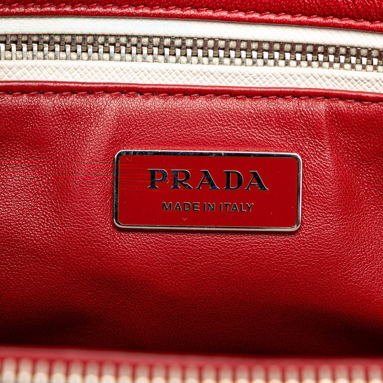 Prada Small Bicolor Saffiano Galleria Double Zip Satchel Rood
