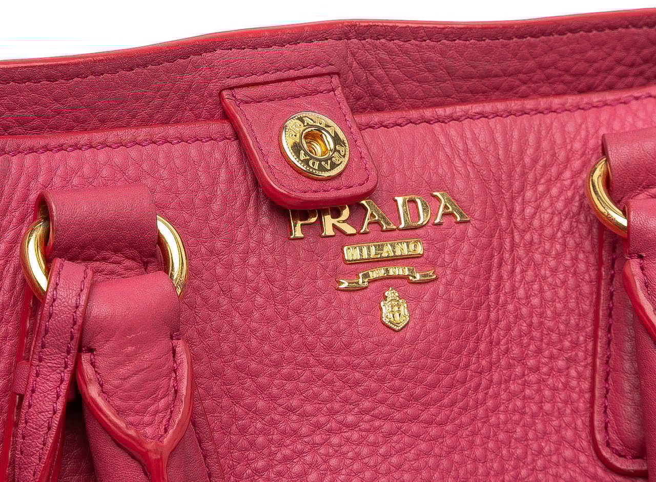 Prada Vitello Daino Open Convertible Tote Roze