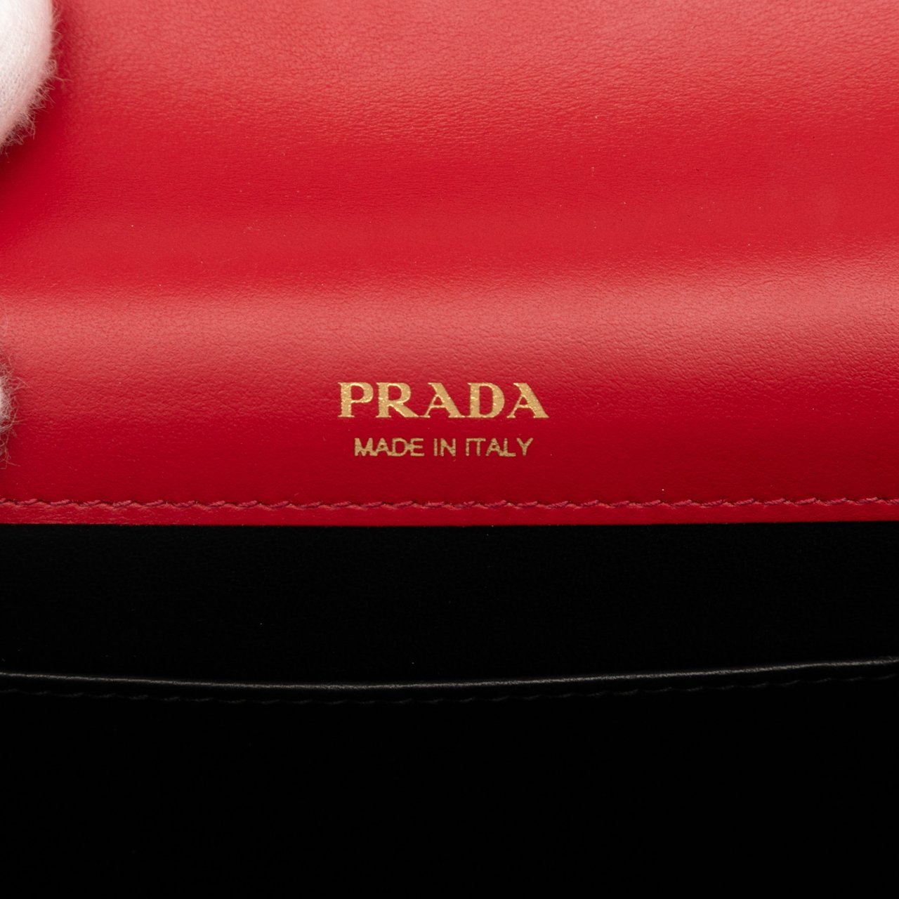 Prada Mini City Calf Trimmed Saffiano Monochrome Envelope Crossbody Rood