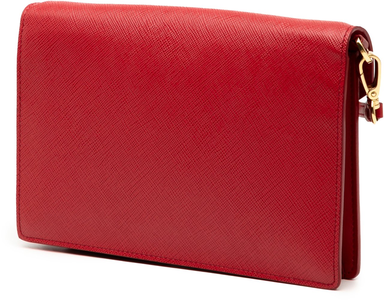 Prada Mini City Calf Trimmed Saffiano Monochrome Envelope Crossbody Rood