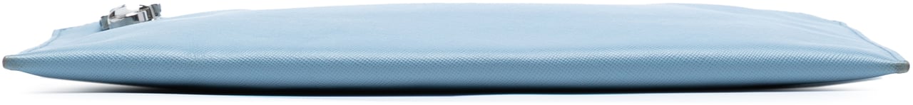 Prada Saffiano Lux Zip Clutch Blauw