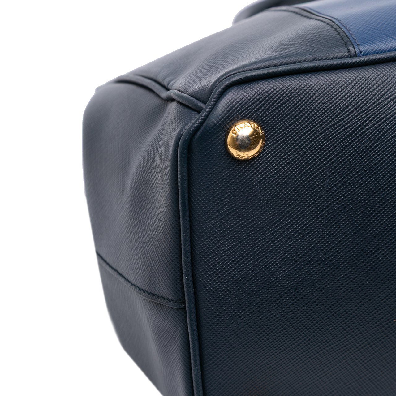 Prada Medium Bicolor Saffiano Lux Galleria Double Zip Satchel Blauw