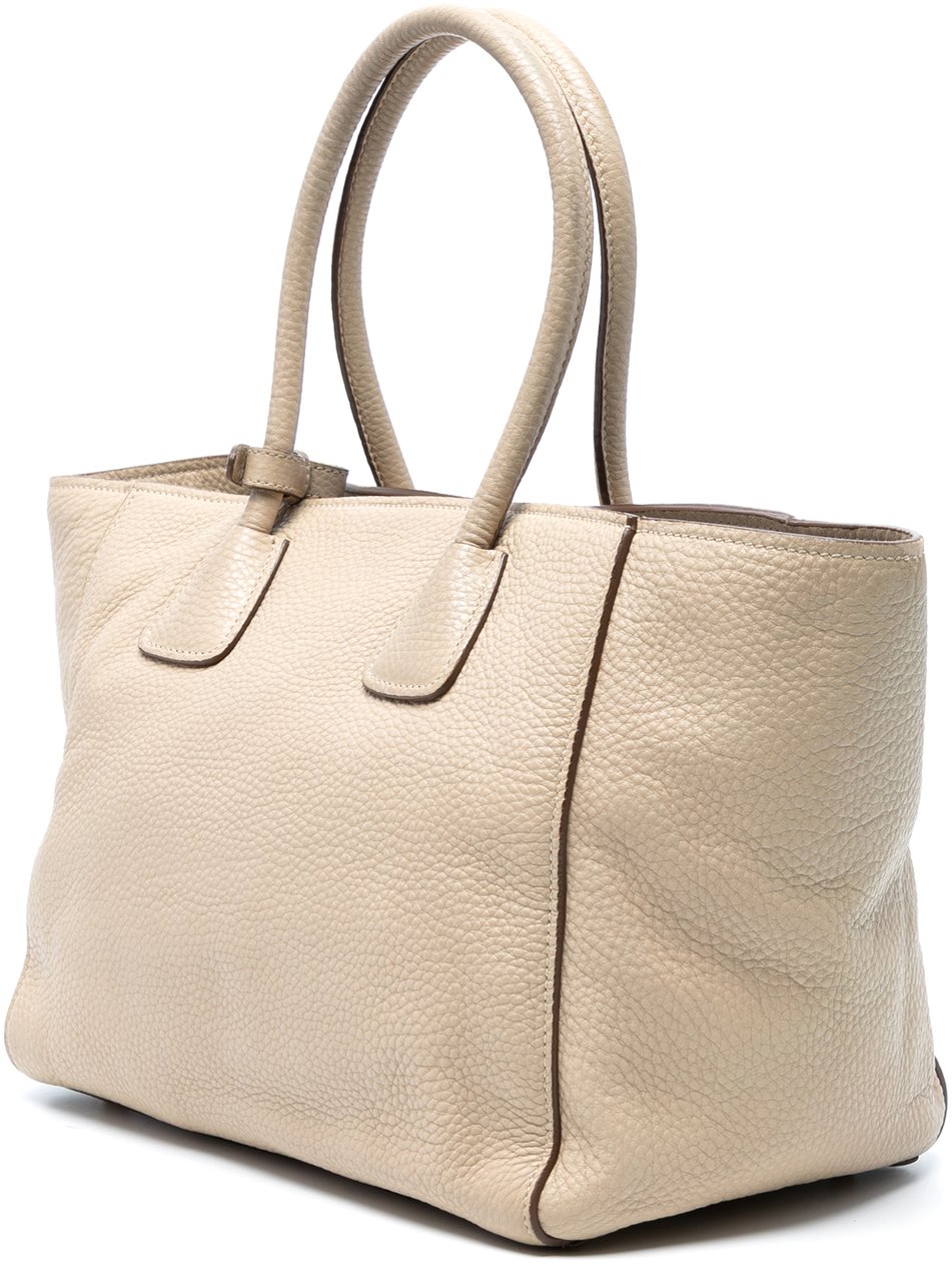 Prada Vitello Daino Front Pocket Open Convertible Tote Bruin