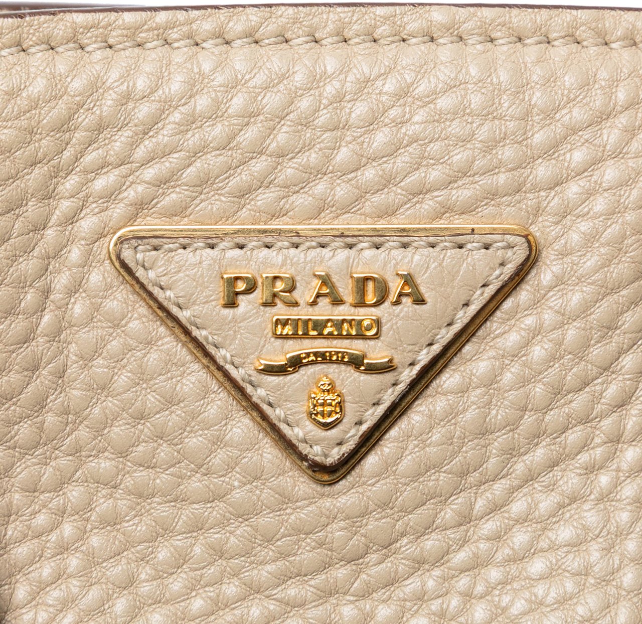 Prada Vitello Daino Front Pocket Open Convertible Tote Bruin
