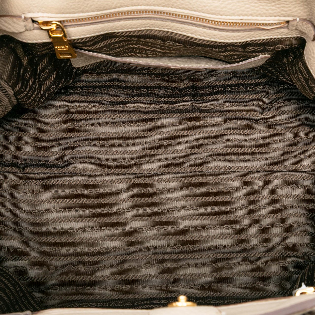 Prada Vitello Daino Front Pocket Open Convertible Tote Bruin