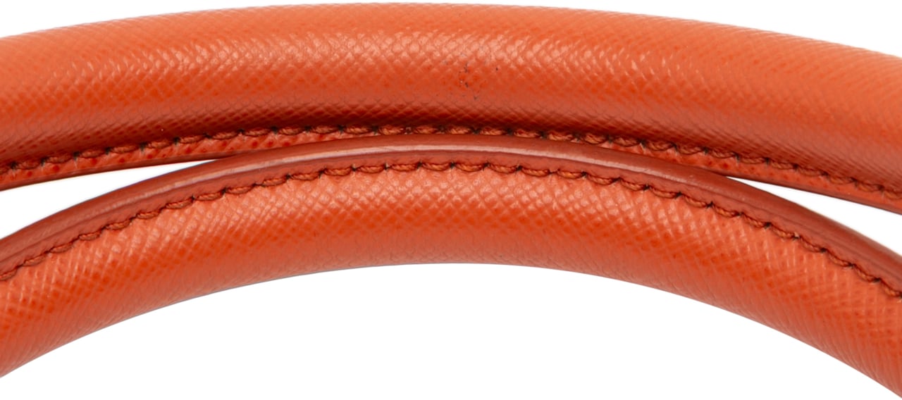 Prada Medium Saffiano Lux Galleria Double Zip Satchel Oranje