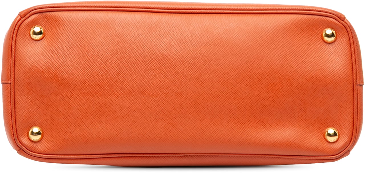 Prada Medium Saffiano Lux Galleria Double Zip Satchel Oranje