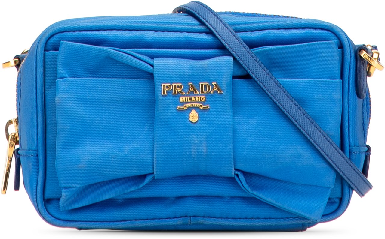 Prada Tessuto Fiocco Bow Crossbody Blauw