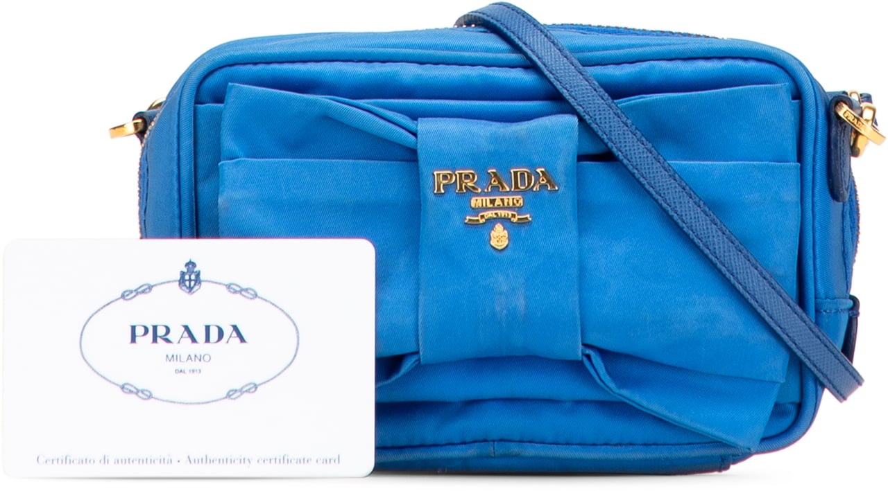 Prada Tessuto Fiocco Bow Crossbody Blauw