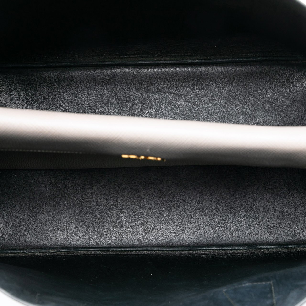 Prada Large Saffiano Cuir Double Satchel Grijs