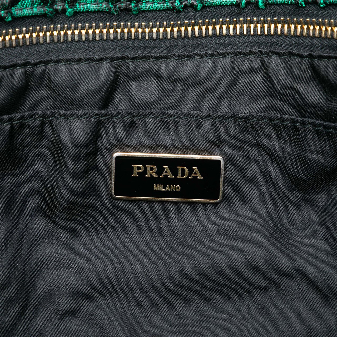 Prada Broccato Canapa Satchel Groen