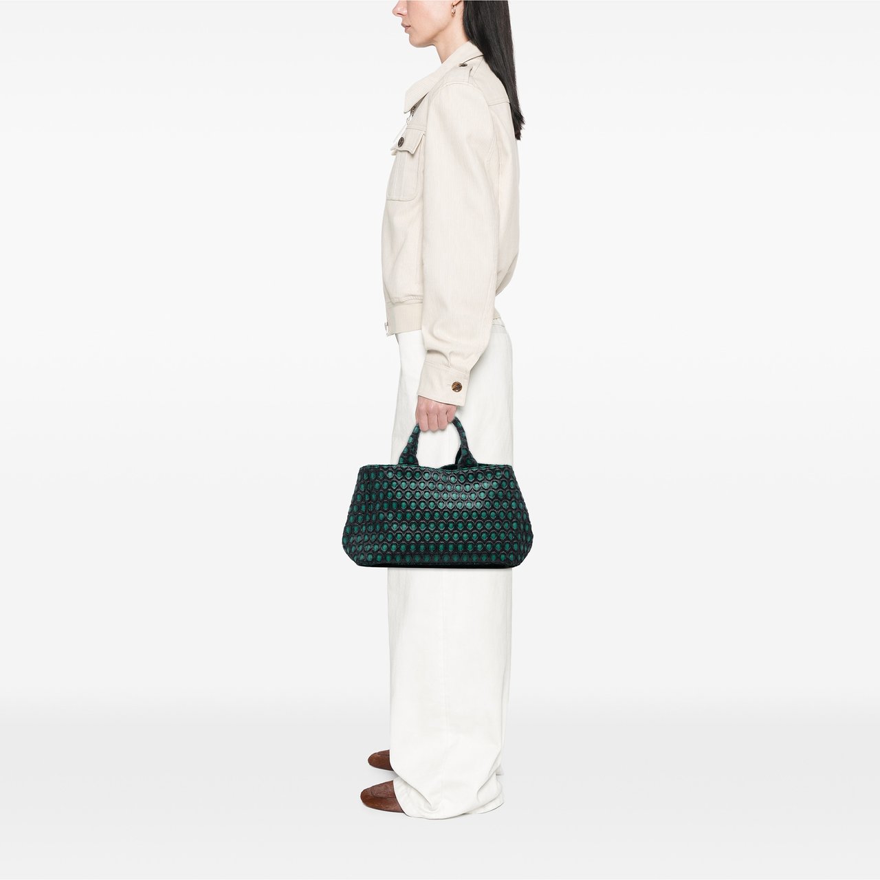 Prada Broccato Canapa Satchel Groen