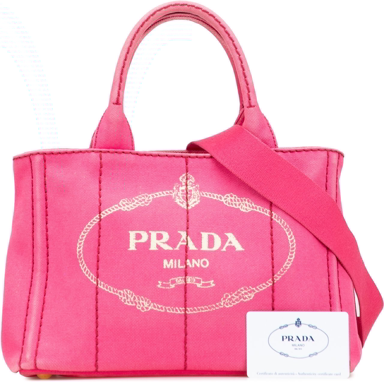 Prada Small Canvas Canapa Logo Satchel Roze